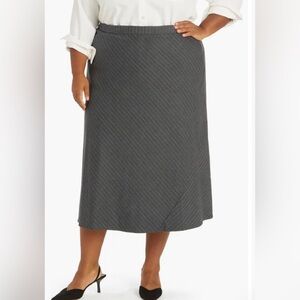 PARI PASSU Gray ‘Chase’ Wool Blend Pinstripe Bias Midi Skirt | 22 | NWT!